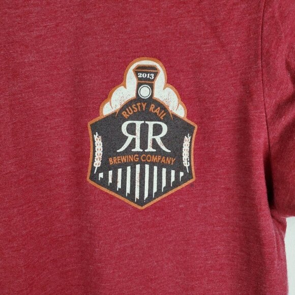 Rusty Rail Brewing‎ Company M Red Short Sleeve T shirt Single Jack Lager graphic - Picture 5 of 6